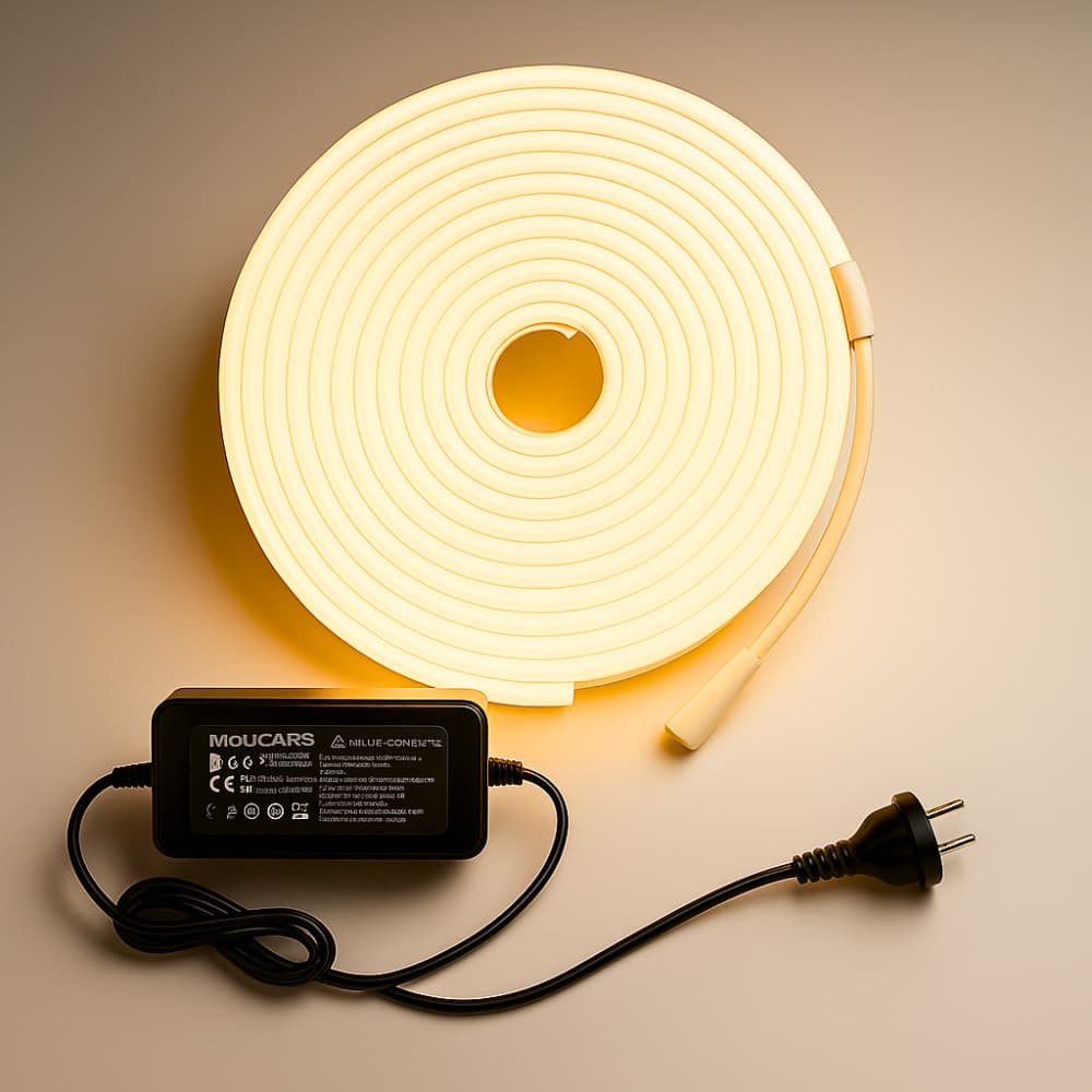 Fita Led 12v Mangueira Neon Branco Quente 3000k 5m + Fonte