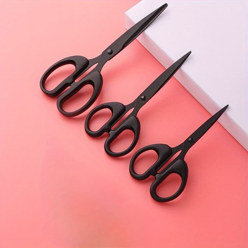 Tesoura preta de aço inoxidável, com lâmina afiada, incluindo 12 cm, 14 cm, 16 cm Três tesouras - Multiuso para escritór