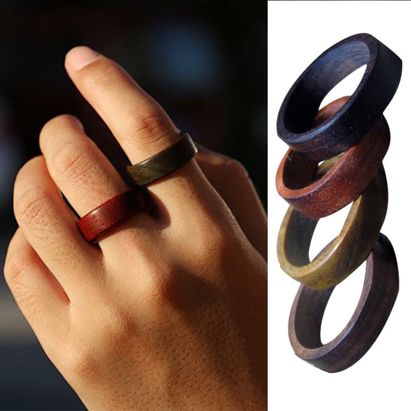 Jóias De Moda Personalizadas Anel De Madeira Natural Vintage Luz E Sândalo De Sangue Retro Confortável