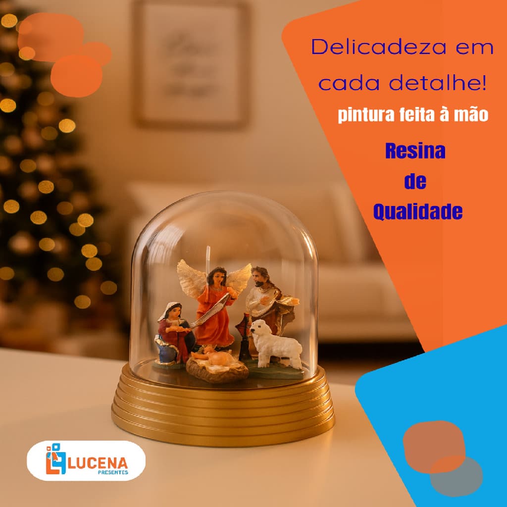 Mini presepio Natalino Jesus manjedoura maria josé redoma Enfeite Natal de mesa decorativo 5 peças
