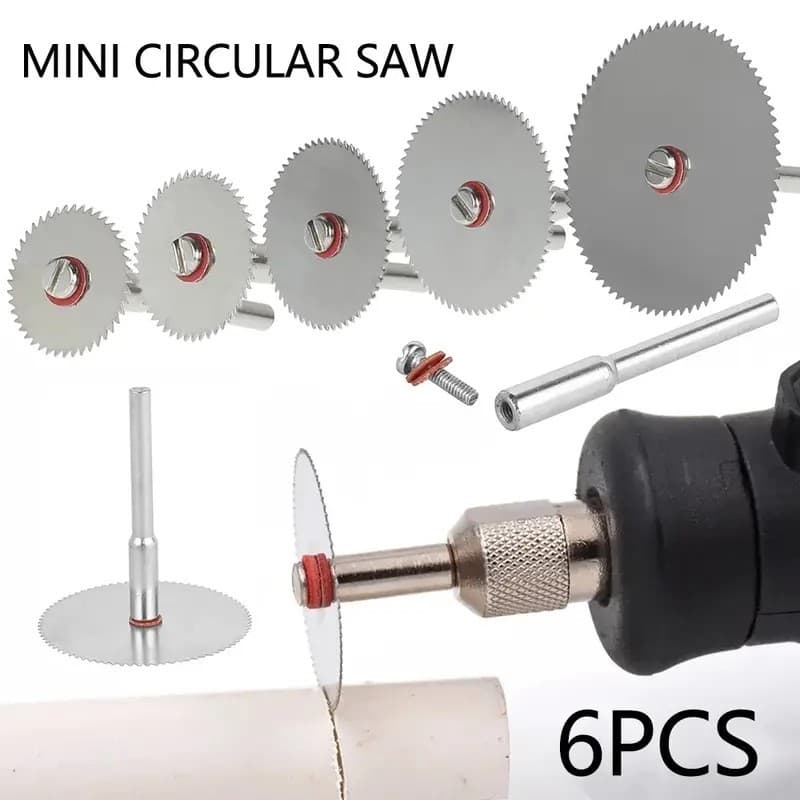 6 Pçs/Set Mini Conjunto De Lâmina De Serra Circular Com Mandril Fatia De Aço Inoxidável Disco De Corte De Metal Para Fer