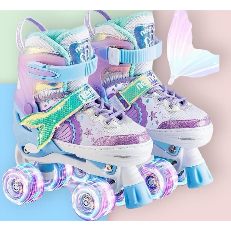 Patins 4 Rodas Infantil Lançamento da Sereia com luz de led