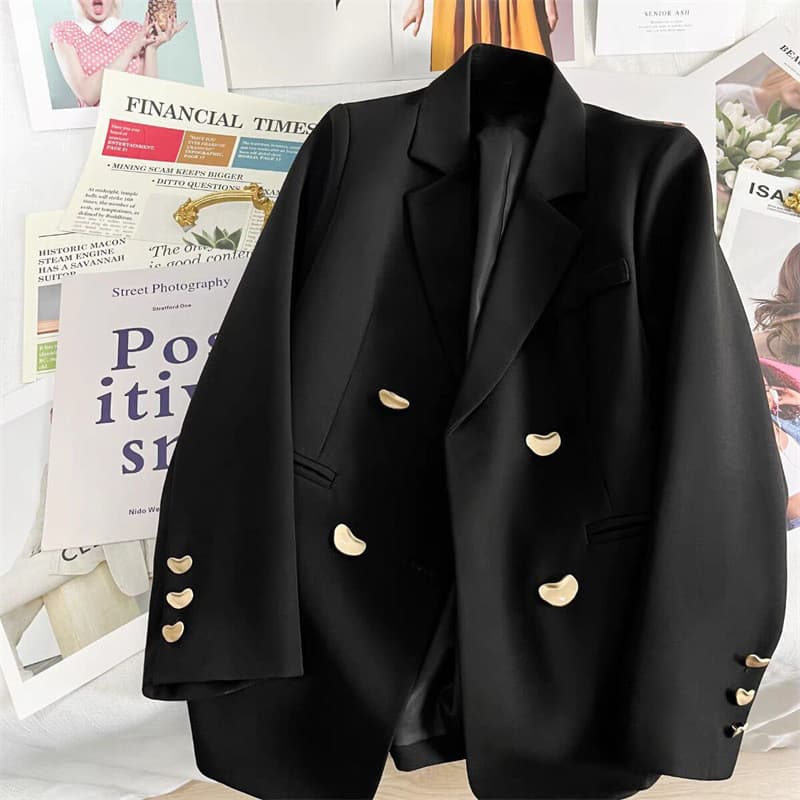 2024 primavera outono textura moda novo estilo preto estilo britânico Blazer senhoras francês pequeno terno