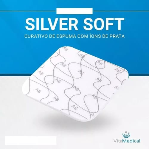 Curativo Espuma c/ prata Silversoft 10x10cm 1 un VitaMedical