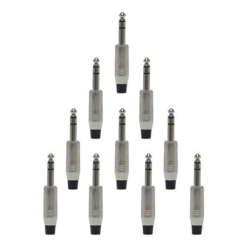 Kit 10 Conectores Plug 180° Jack P10 Stereo Ninja Metálico Sa2x da Santo Angelo