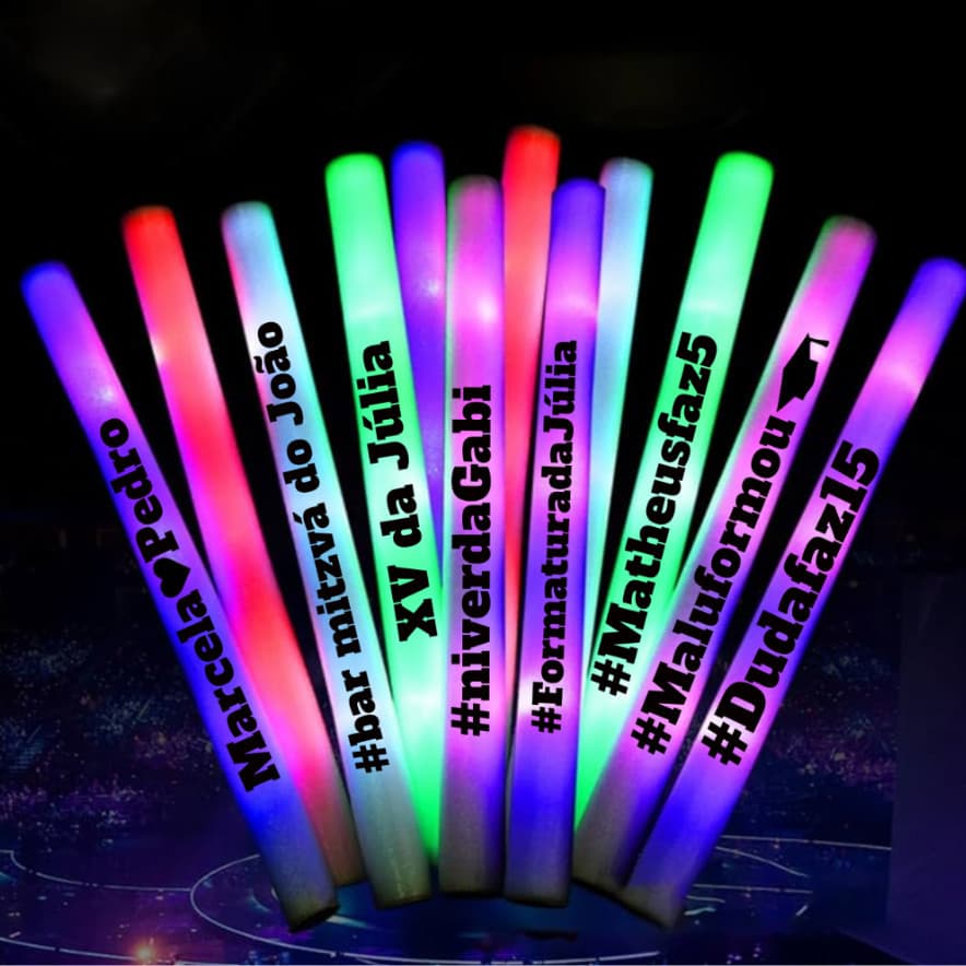 Adesivos Personalizados Transparente Para Bastão Led Plastico Festa e Formatura 20x2,5cm