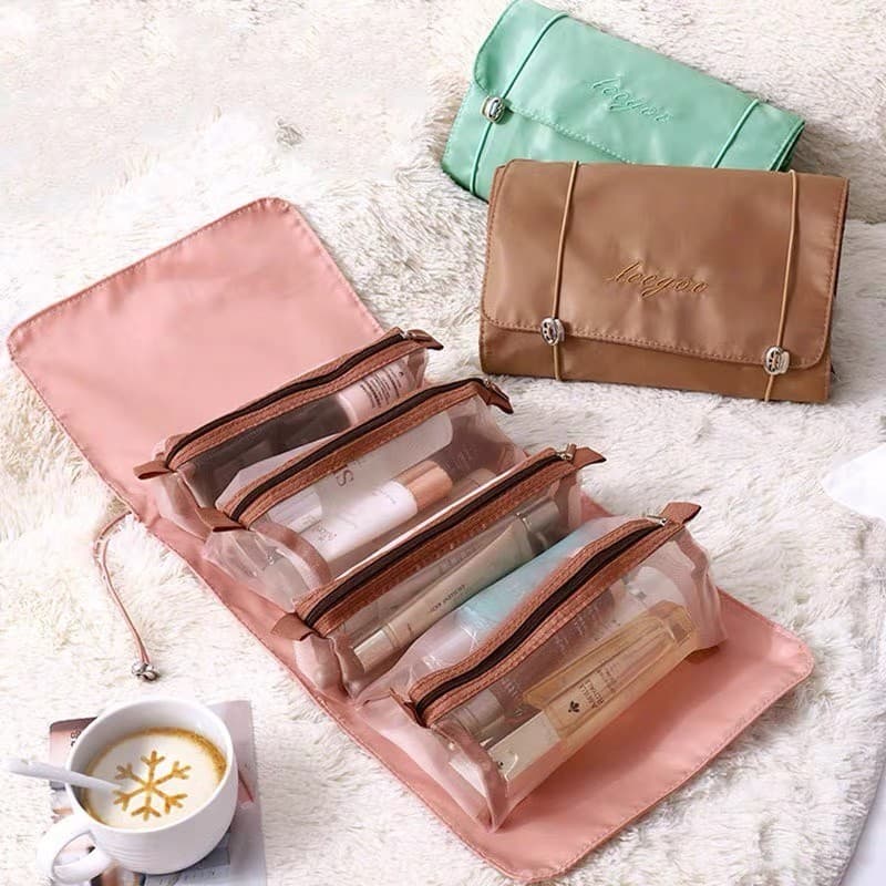 Bolsa Necessaire Divisória Estojo de Maquiagem Cosmético Viagem Compartimento Destacáveis Volumoso
