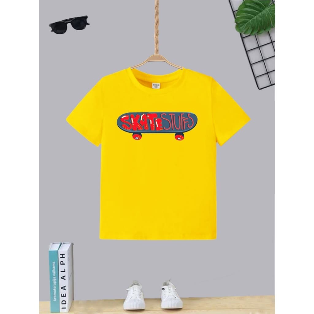 Blusa Manga Curta T-shirt Camiseta Infantil Juvenil Teen Estampa Skate Stuff Moda Garoto Algodão Gola Redonda