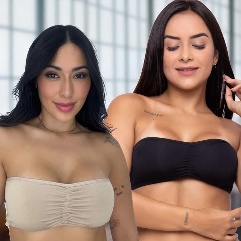 2 Sutiã Tomara que caia Com Bojo Bustiê  Top Faixa c/Bojo Cropped Top Faixa Feminino Sutia
