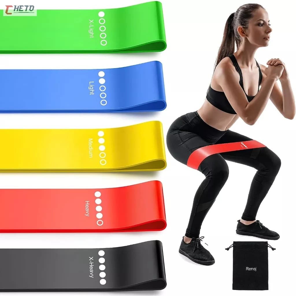 kit 5 Faixas Elástica de Resistência para yoga Pilates Treino Academia- Entrega Rapido