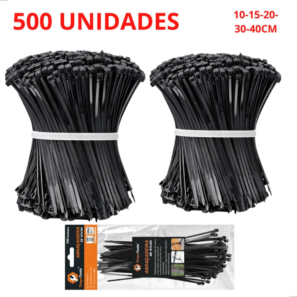 Kit 500 Enforca Gato Abraçadeira de Nylon Fita Heelerman 30CMX4.8MM 10CM 15CM 20CM 40CM