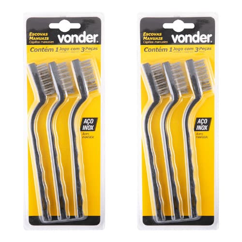 Kit 2 Jogos de escovas manuais em aço inox 3 peças - VONDER