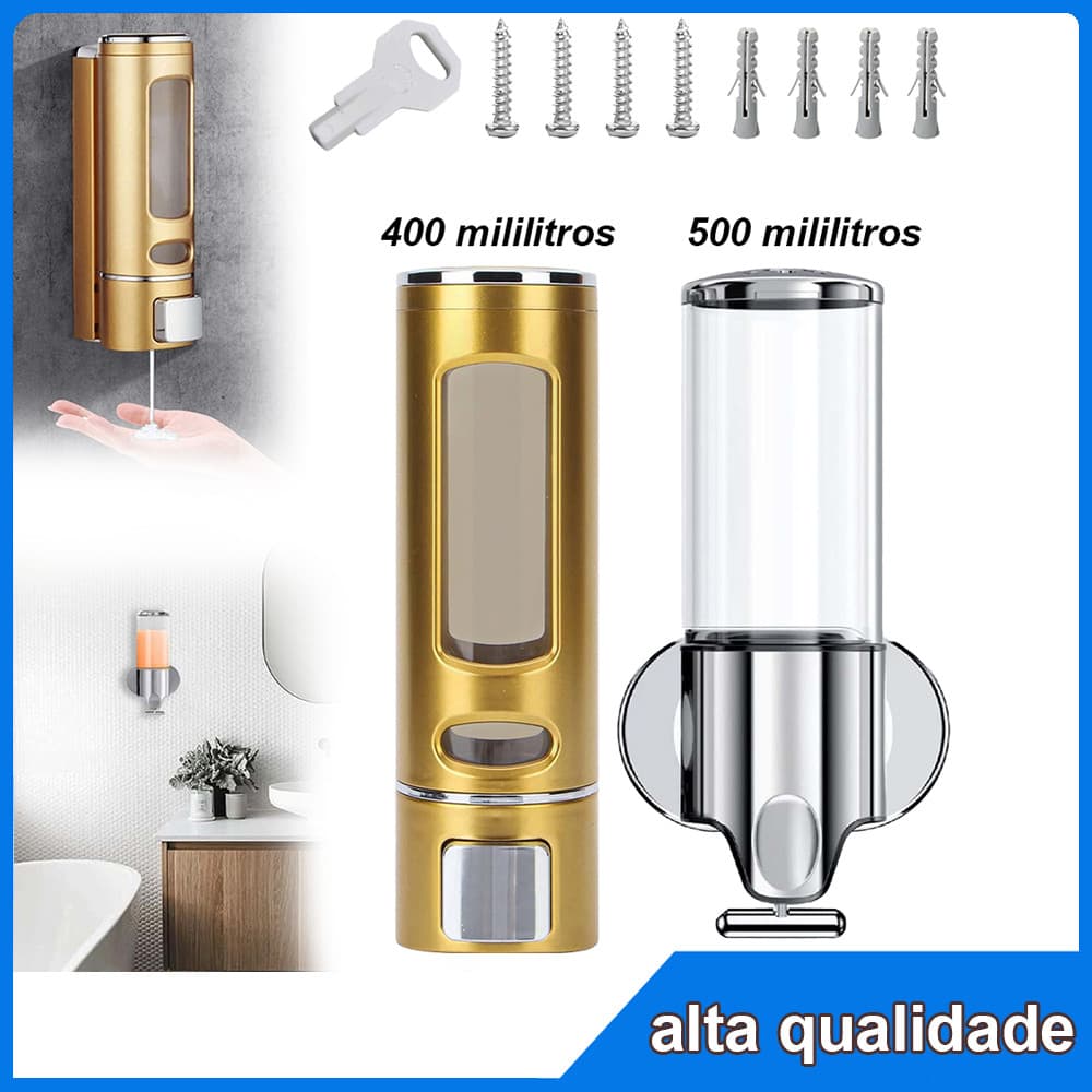 Frasco de 400/500 ml de sabonete líquido montado na parede para banheiro, sabonete para as mãos, chuveiro, gel e xampu
