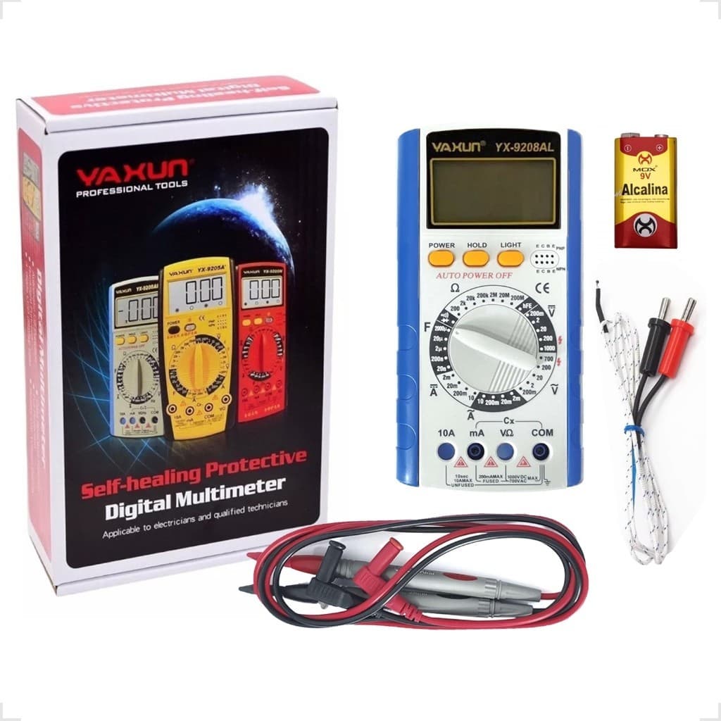 Multimetro Digital Universal Auto Power Off Beep Termômetro Frequencímetro Yaxun Yx-9208al