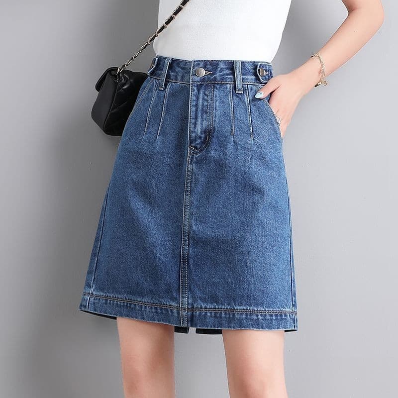 Saia jeans feminina saia curta saia alta saia de cor sólida saia menina