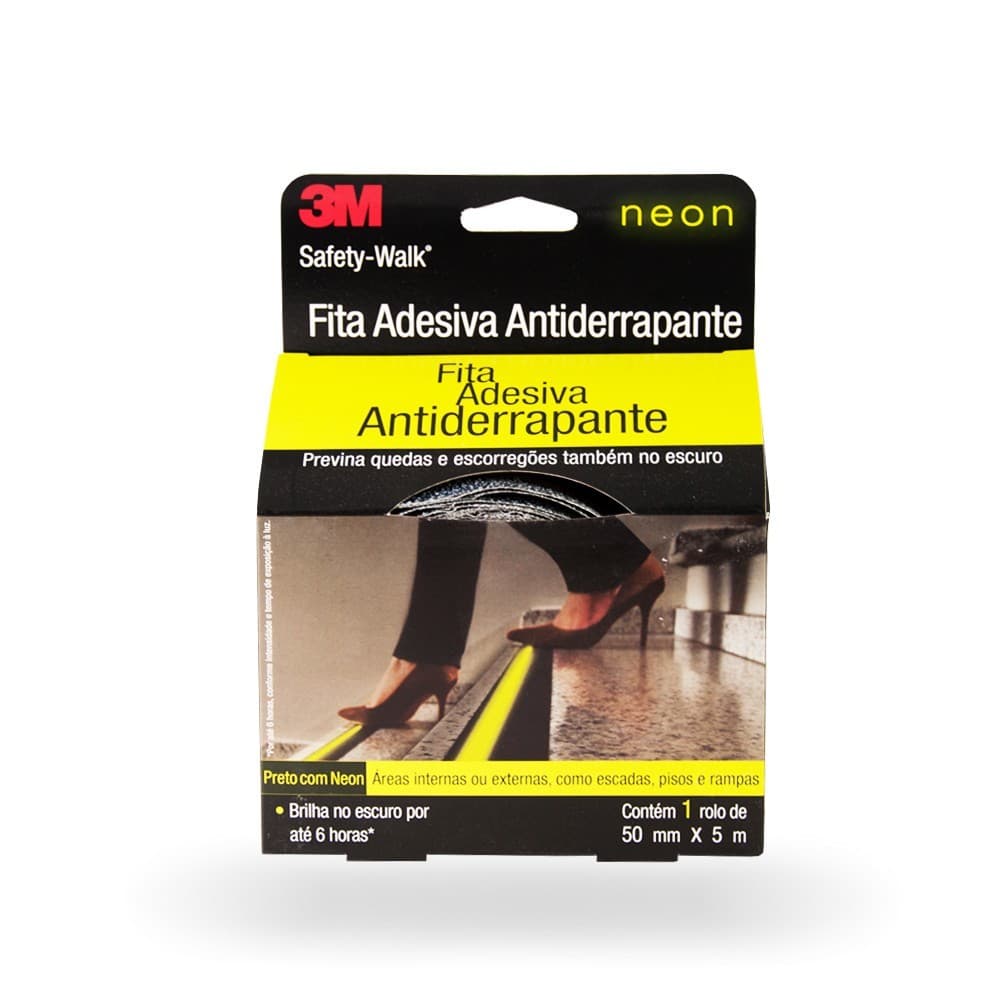 Fita Adesivo Antiderrapante Safety Walk Fosforescente Neon 3M 50MM X 5M