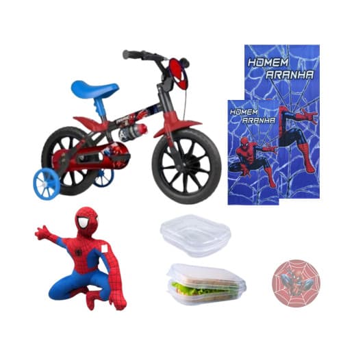 Bicicleta Homem Aranha Aro 12 Heróis - 5 itens