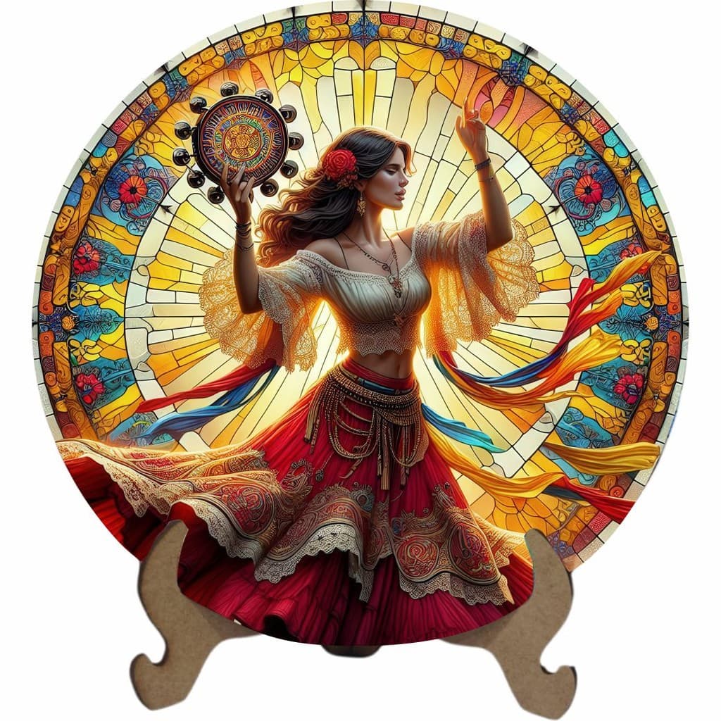 Mandala Cigana do Pandeiro - Arte Estilo Vitral