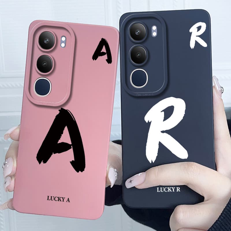 Para Vivo Y19s V2149 Capa Caso Sorte Letra Inicial Casal Silicone Macio Fosco Telefone Pára-Choques Y 19S 4G Embalagem
