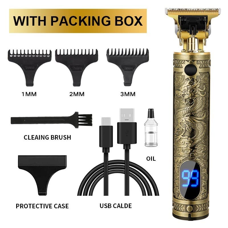 Máquina De cortar cabelo Dragão Recarregável Portátil Com Display