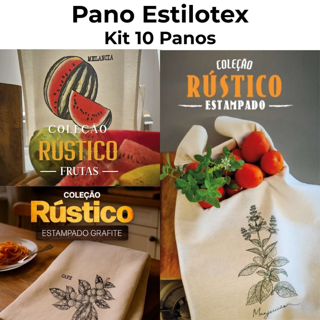 10 Un Pano de Prato Estilotex Coleção Rústico 70cm x 45cm 100% Algodão