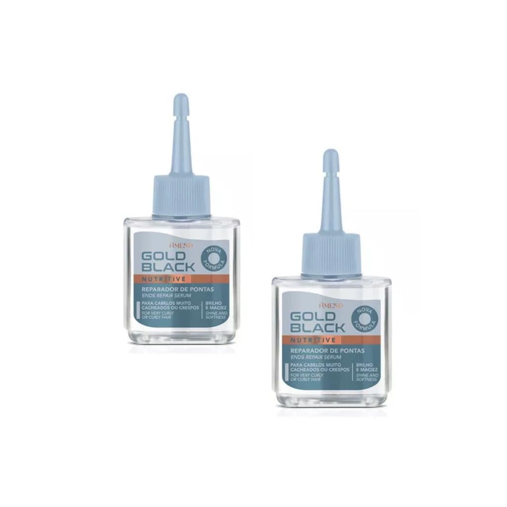Kit Com 2 Reparador Amend Gold Black Nutritivo 30ML Brilho E Maciez
