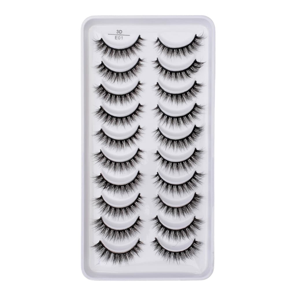 Cartela com 10 pares de cilios postiços naturais modelo - E01