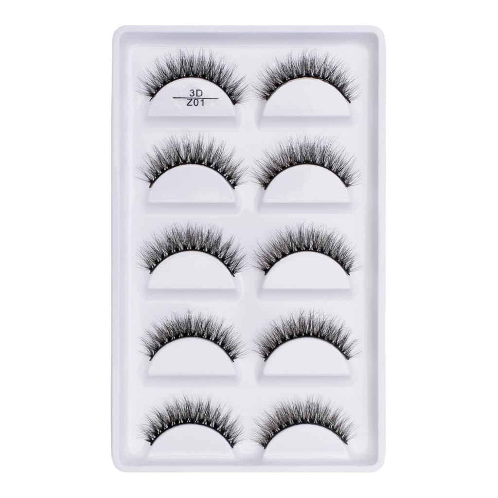 Cartela com 5 pares de cilios postiços naturais modelo - Z01