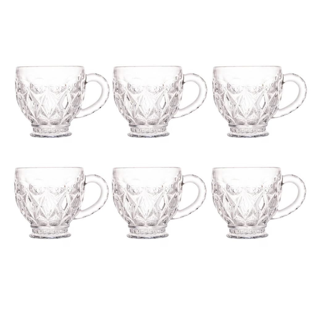 Jogo 6 Xicaras De Vidro Transparente Chá Café Melissa 200ml