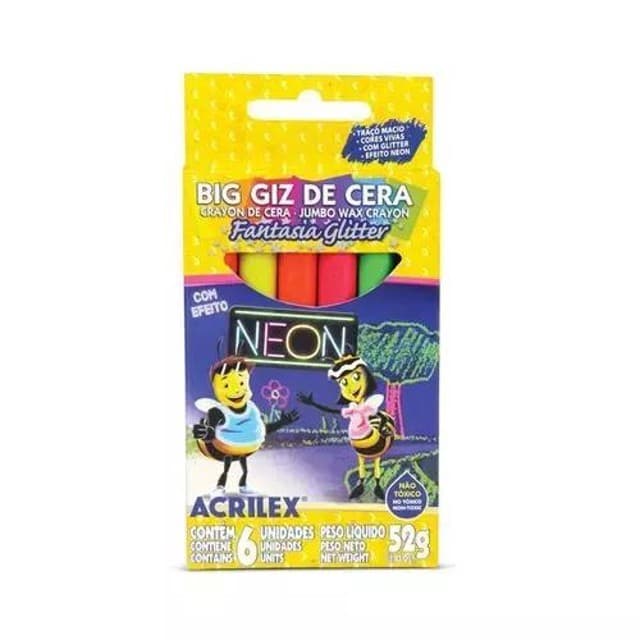 GIZ DE CERA JUMBO NEON GLITTER ACRILEX