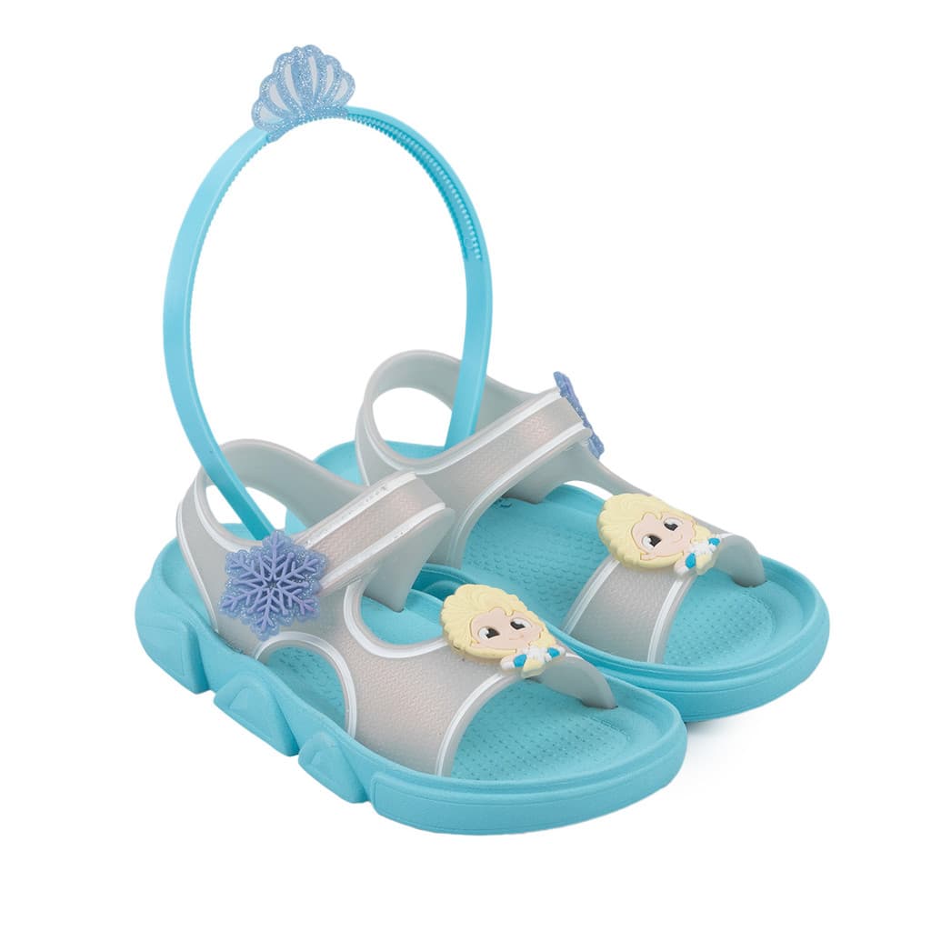 Sandália Infantil Menina Papete Princesa com Tiara Confortável Antiderrapante