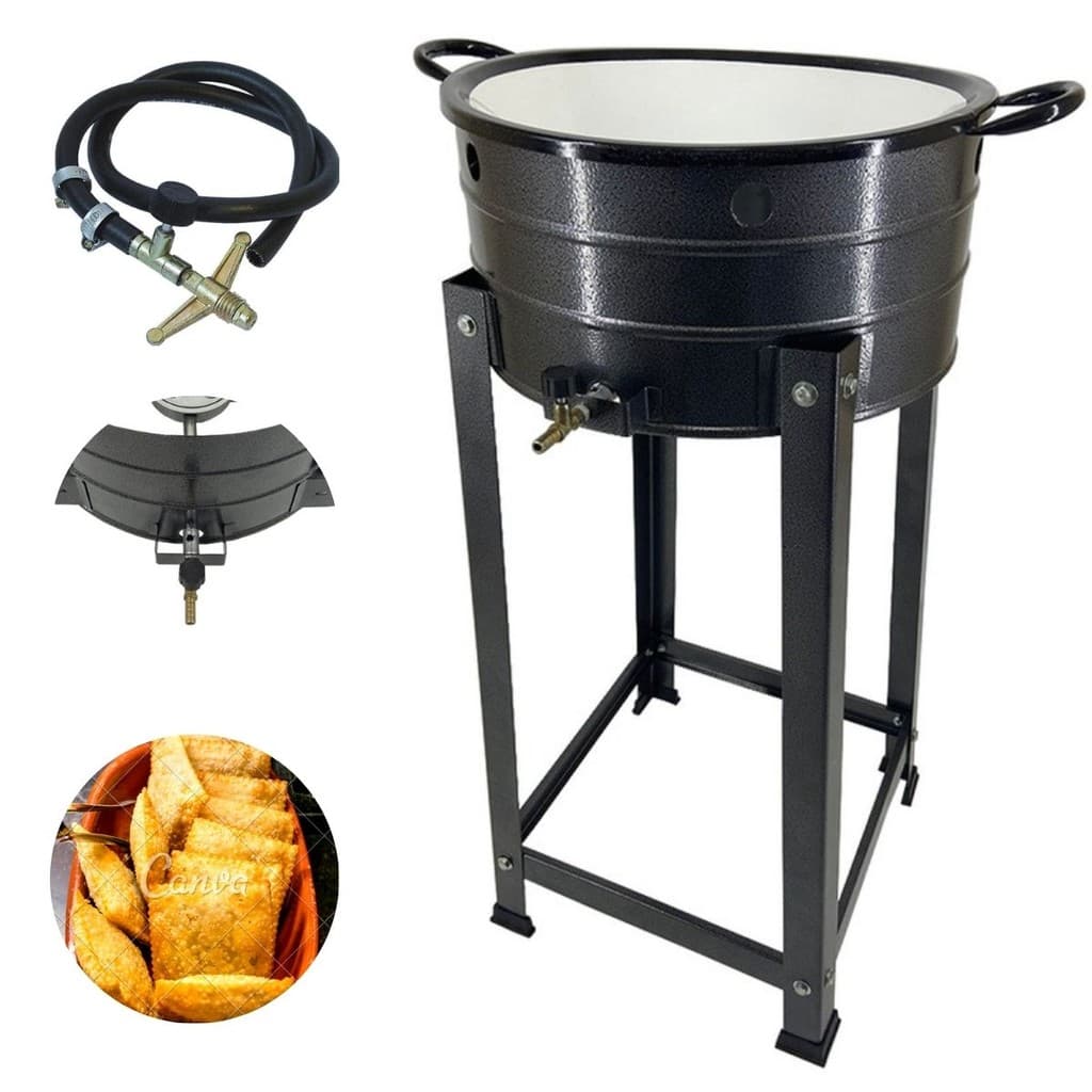 Fogareiro Tacho Fritura Para Pastel Batata Industrial Profissional Á Gás - 10 Litros