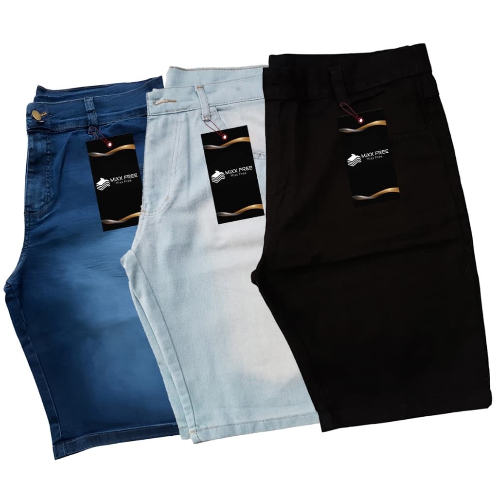 Kit Bermudas Jeans Shorts Masculinos Alta Qualidade Com Elastano de Lycra