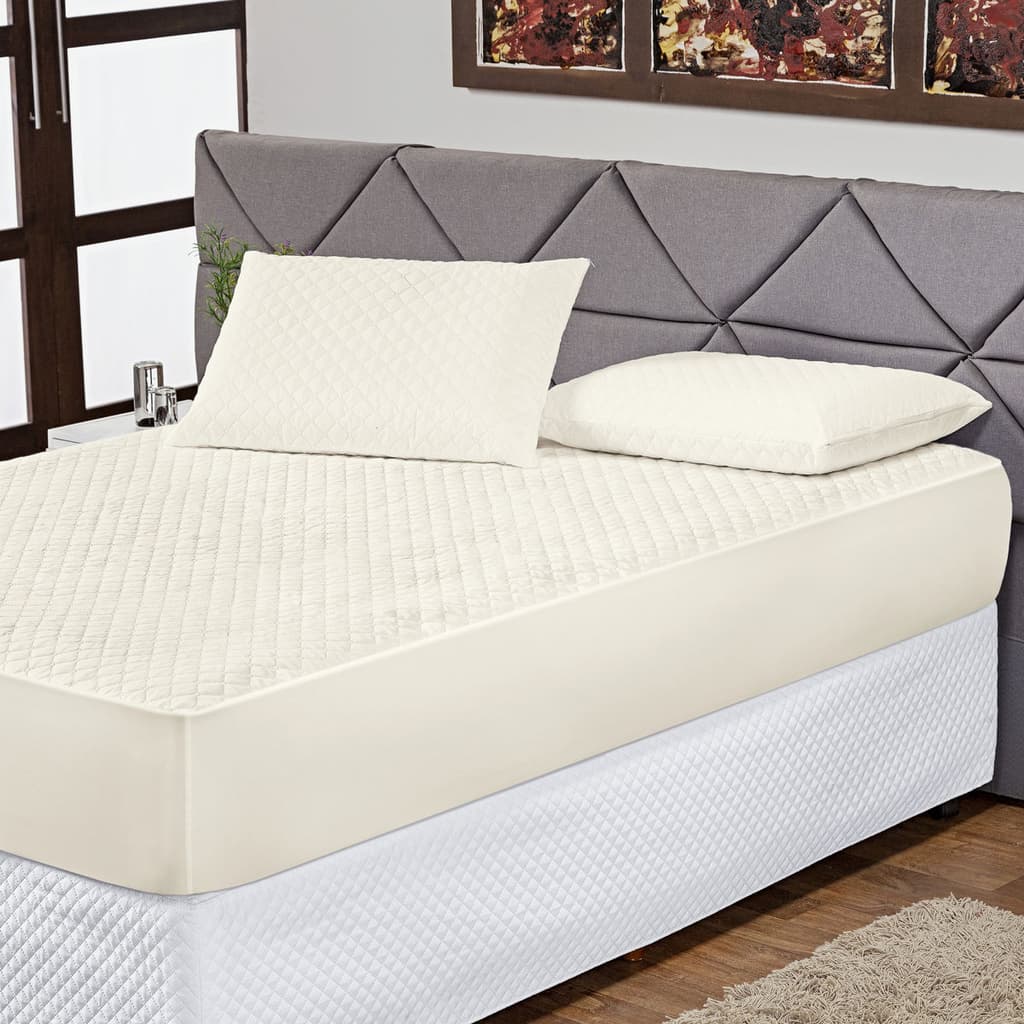 Kit Protetor de Colchão Solteiro Impermeável 2 Peças Antiácaro Zíper 100% Poliéster Capa para Cama