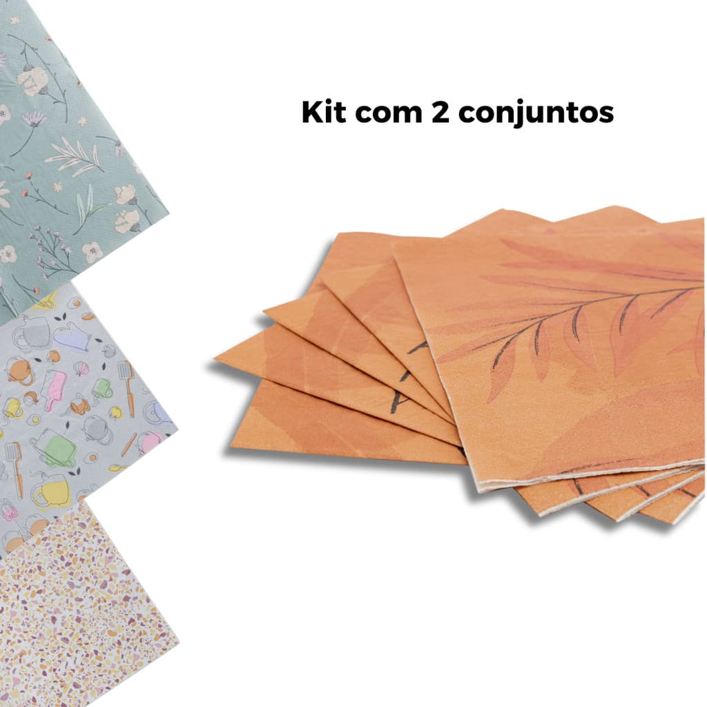Kit 2 conjunto de Guardanapos de papel decorado estampado LYOR 20 unidades mesa posta