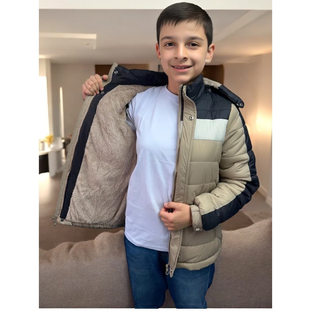 Jaqueta Bobojaco Masculina Juvenil Infantil Inverno Forro Peluciado e Capuz Removível Inverno