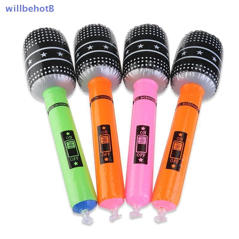 [WillbehotB] 6 Peças De Microfone De Plástico Inflável Soprado 24 Cm Para Lembrancinhas De Festa Presente Infantil (Cor)