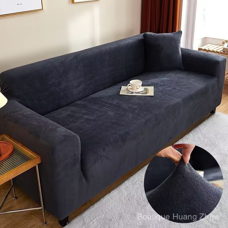 Capa de Sofá de Veludo Elástico Grosso de 1/2/3/4 Camadas para Sala de Estar em Forma de L Plush