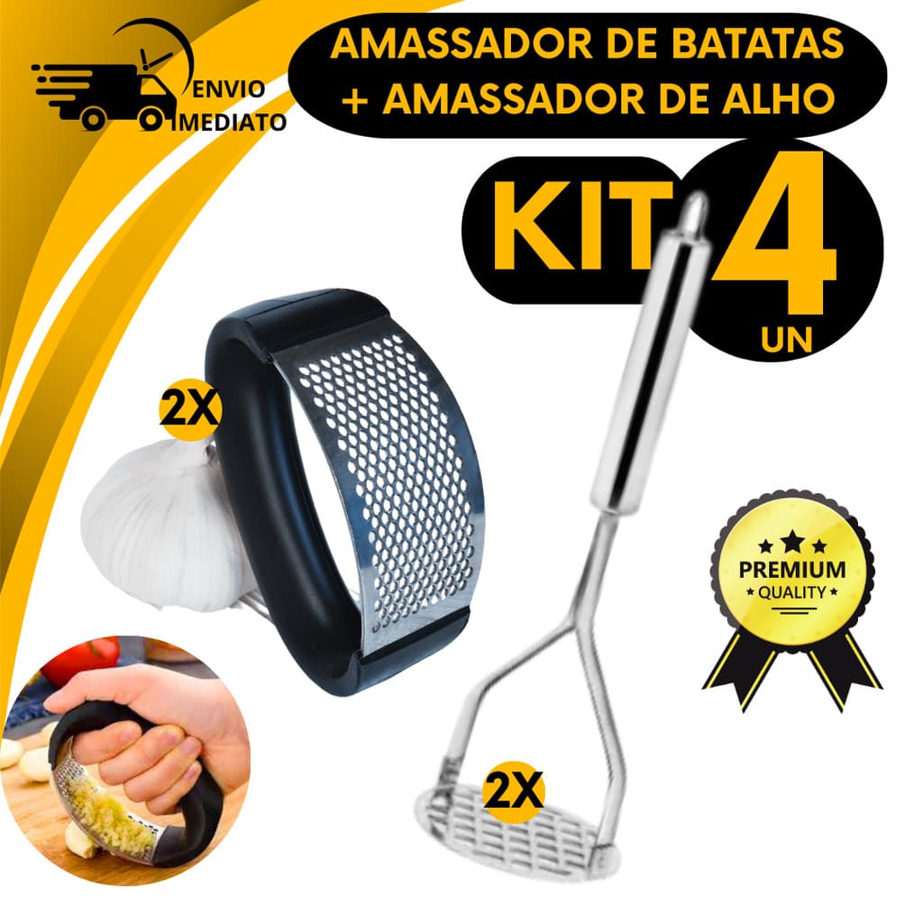 Amassador de Batata Legumes e Espremedor Moedor Triturador Macetador Alho
