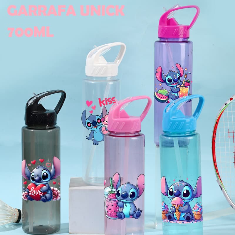 Garrafa Stitch 650ml Bebidas com Bico ideal para Hidratação