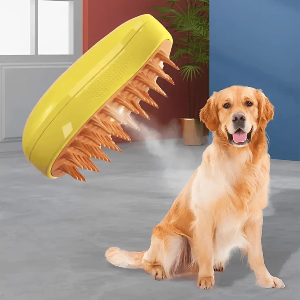 Escova Cachorro Pet Gatos Pente Desembaraça Removedora Pelos a Vapor Cães Pulga Higiene