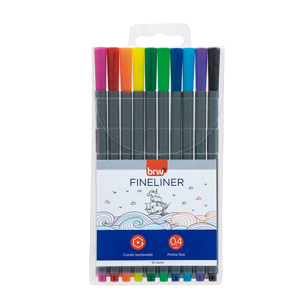 CANETA HIDROGRÁFICA FINE LINER 0.4MM - BLISTER C/ 10UN