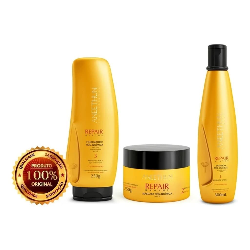 Promoção Aneethun Pós-química Shampoo 300ml + Mascara 250g + Finalizador 250g Repair System