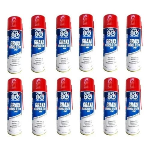 Kit 12 Unidades Graxa Branca De Lítio Spray 300ml Car80