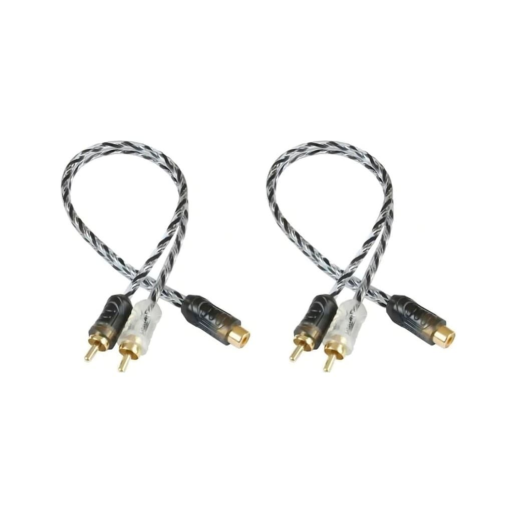 KIT 2 CABO RCA 2 MACHO 1 FEMEA INJETADO DUPLA BLINDAGEM SOM AUTOMOTIVO