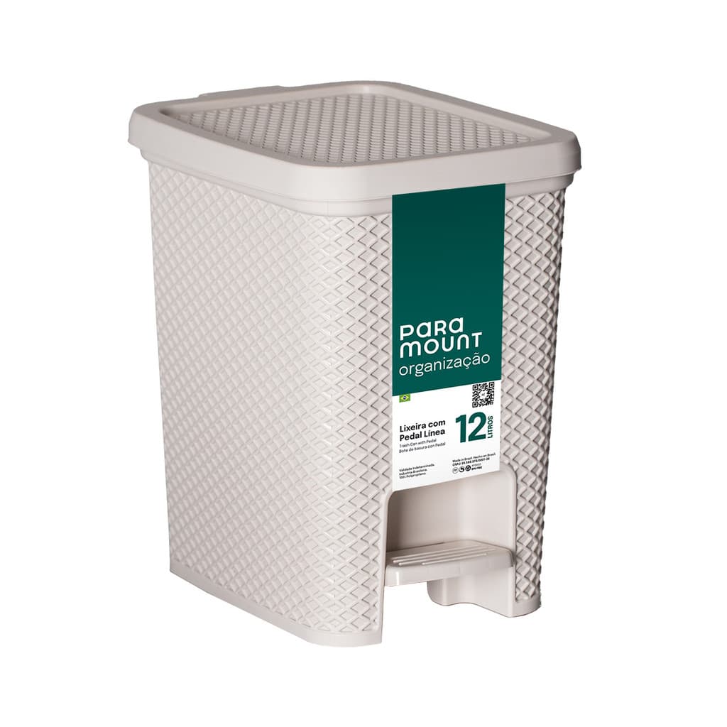 Lixeira com Pedal 12 Litros Creme Línea