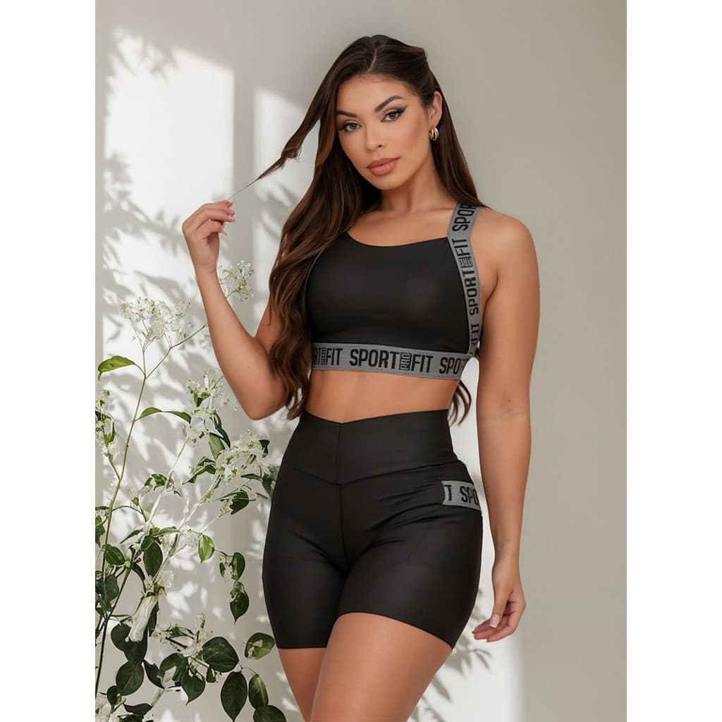 Short E Top Conjunto Fitness Crossfit Feminina