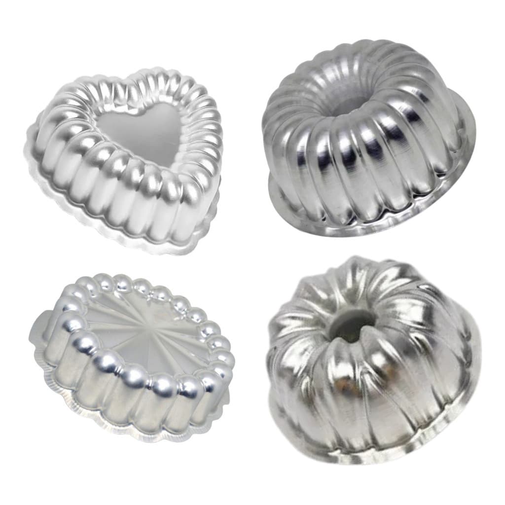 Kit Mini 4un. Forma Bolo Suiça 2 E 3 Coração, Charlote 9x4cm