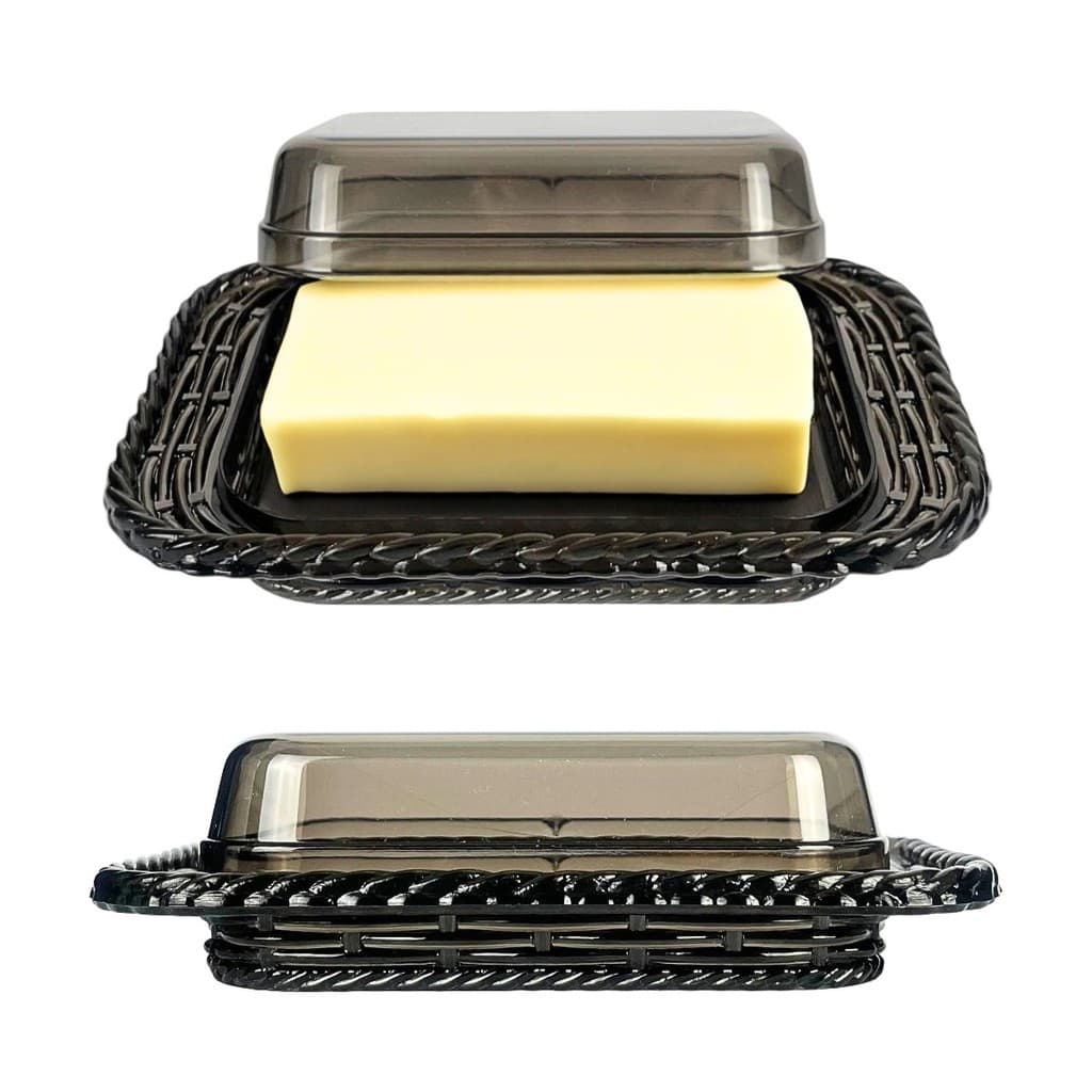 Manteigueira Decorativa Fumê com Tampa Estilo Trança para Mesa