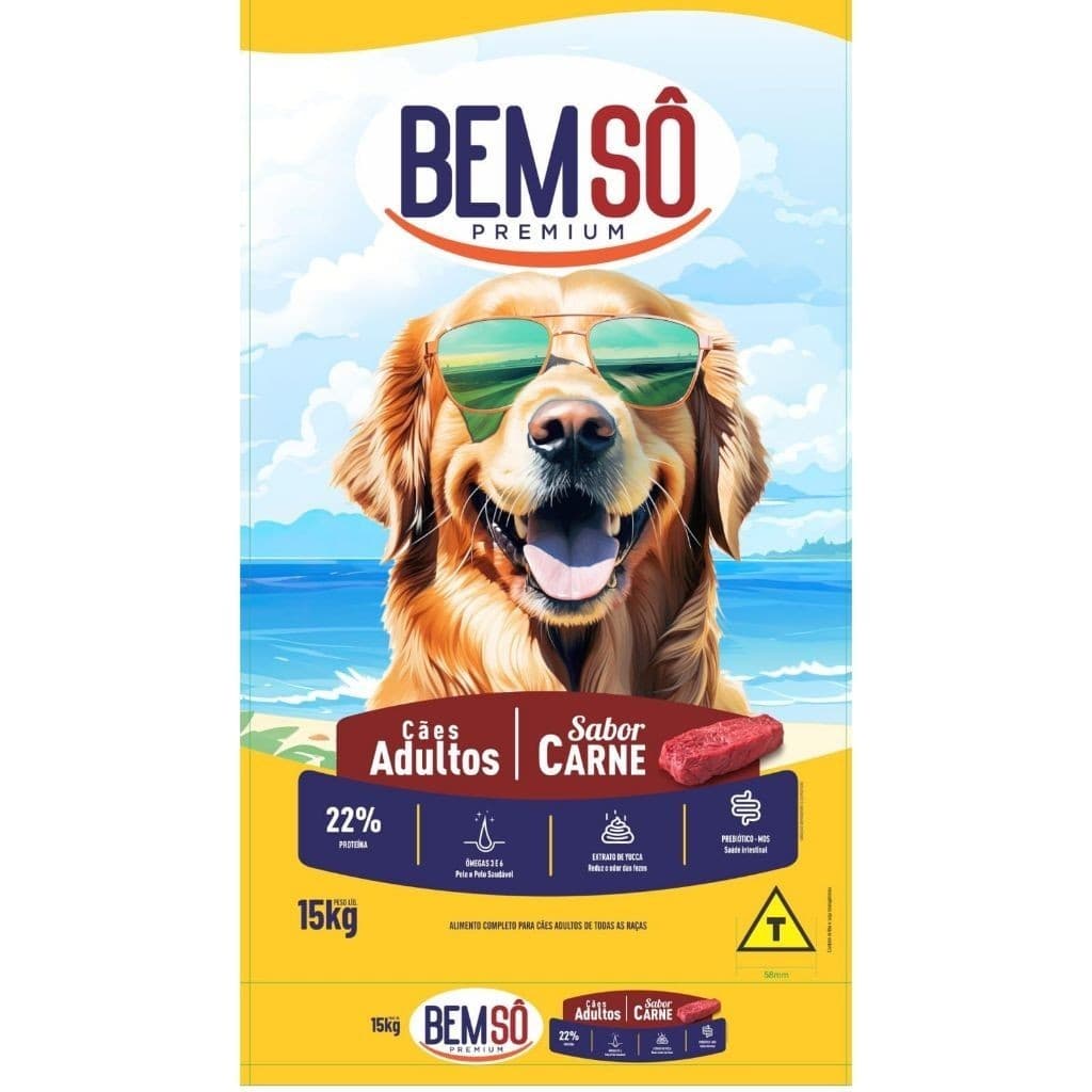 Ração Bemsô 22% Proteína Carne 15 kg – Adultos | Nutrição Premium, Alta Digestibilidade”